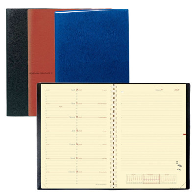 Agenda QUOVADIS Note 29® S noir 21x29,7 cm - 1 semaine sur 1 page + NOTES (COLORIS ALEATOIRES)
