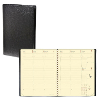 Agenda QUOVADIS MANAGER - Impala noir  - 21x27cm - 1 semaine sur 2 pages + répertoire