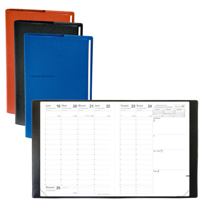 Agenda QUOVADIS Président® 21 x 27 - 1 semaine sur 2 pages + répertoire (COLORIS ALEATOIRES)