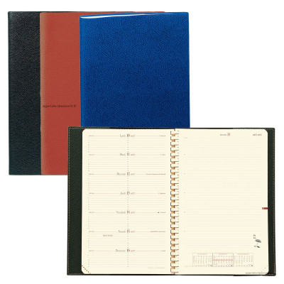 Agenda QUOVADIS Note 24® S 16x24 cm - 1 semaine sur 1 page + NOTES - spirale (COLORIS ALEATOIRES)