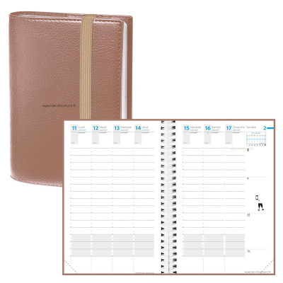 Agenda QUOVADIS TIME&LIFE LARGE Cuivre - 16x24cm - 1 semaine sur 2 pages