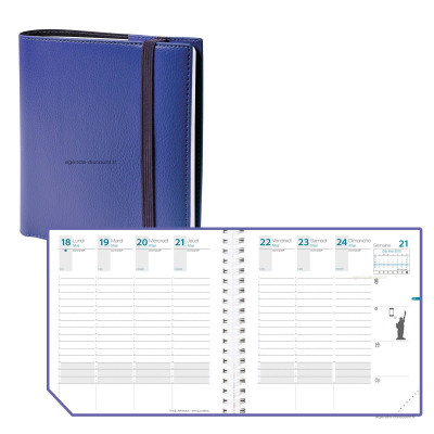 Agenda QUOVADIS TIME&LIFE MEDIUM violet - 16x16cm - 1 semaine sur 2 pages