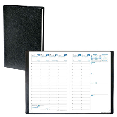 Agenda de poche QUOVADIS AFFAIRES couverture Impala noir 10x15cm - 1 semaine sur 2 pages