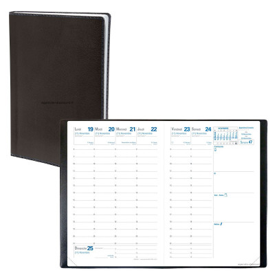 Agenda QUOVADIS AFFAIRES - 10x15cm  - 1 semaine sur 2 pages couverture TOSCANA NOIR