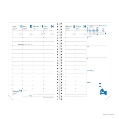Recharge pour agenda QUOVADIS AFFAIRES S à spirale format 10x15cm
