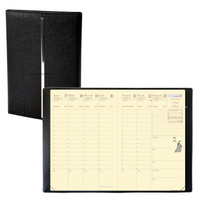 Agenda QUOVADIS AFFAIRES PRESTIGE VENEZIA - 10x15cm - NOIR - 1 semaine sur 2 pages