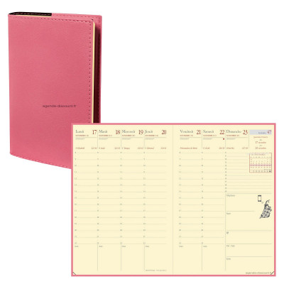 Agenda 2024 QUOVADIS AFFAIRES PRESTIGE Soho Rose - 10x15cm - 1 semaine sur  2 pages Verticale