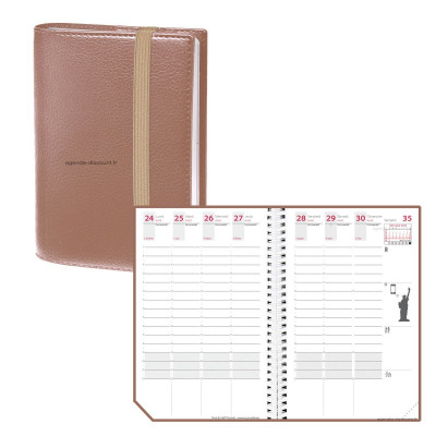 Agenda QUOVADIS TIME&LIFE POCKET Cuivre - 10x15cm - 1 semaine sur 2 pages