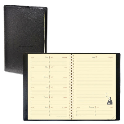 Agenda QUOVADIS NOTE 15 S  à spirale - Impala noir  - 10x15cm - 1 semaine sur 2 pages + répertoire