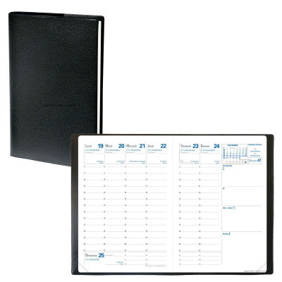 Agenda de poche QUOVADIS RANDONNEE couverture Impala noir 9x12,5cm - 1 semaine sur 2 pages