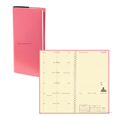 Agenda 2024 QUOVADIS ITALNOTE-S Soho Rose - 8,8x17cm - 1 semaine sur 1 page  + NOTES Verticale