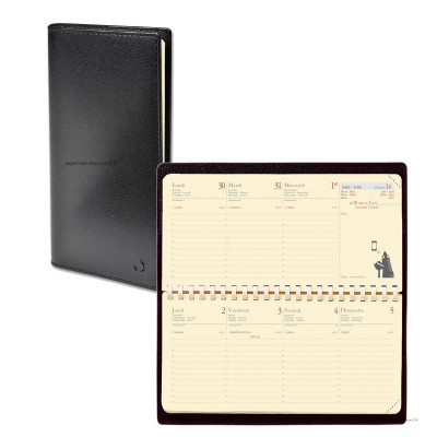 Agenda QUOVADIS PLANITAL - Soho noir ebene  - 8,8x17cm - 1 semaine sur 2 pages + répertoire