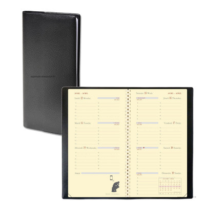 Quovadis Agenda de poche PLANORIZON 12 mois 8,8 x 17cm - 1 semaine sur 2 pages IMPALA NOIR