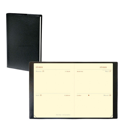 Agenda QUOVADIS MINI 2 DAYS Impala noir  - 7x10cm - 1 jour par page