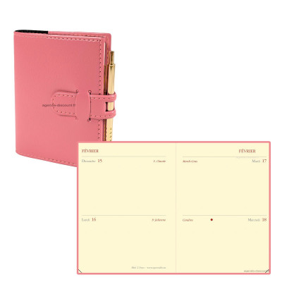 Agenda QUOVADIS MINI 2 DAYS Soho Rose - 7x10cm - 1 semaine sur 2 pages Horizontale