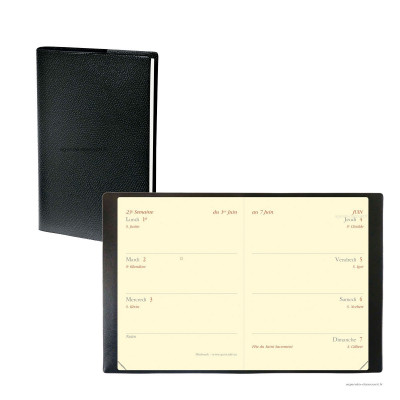 Agenda QUOVADIS MINIWEEK Impala noir  - 7x10cm - 1 semaine sur 2 pages