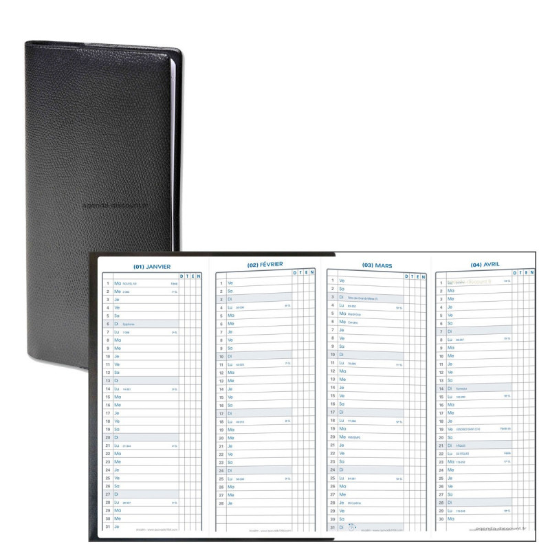 Agenda 2025 QUOVADIS Anoslim 7.5 x 20 cm 1 mois sur 1 page en accordéon (janvier à décembre)