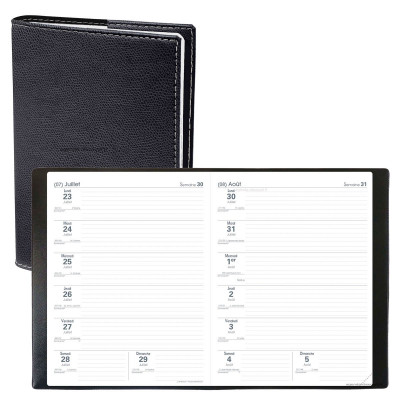 Agenda QUOVADIS LE PROFESSEUR Club Noir Ebène - 21x27cm - 2 semaines sur 2 pages