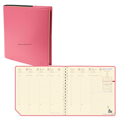 Agenda QUOVADIS EXECUTIF Prestige Soho Rose - 16x16cm - 1 semaine sur 2 pages Verticale