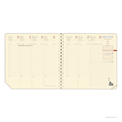 Recharge pour agenda QUOVADIS EXECUTIF Prestige S à spirale format 16x16cm