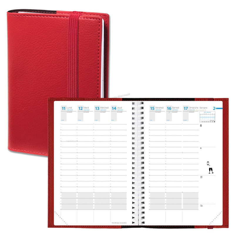 Agenda QUOVADIS TIME&LIFE LARGE avec répertoire rouge cerise 16x24cm