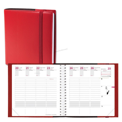 Agenda QUOVADIS TIME&LIFE MEDIUM avec répertoire rouge cerise 16x16cm - 1 semaine sur 2 pages