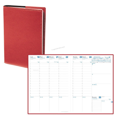 Agenda QUOVADIS CONSUL avec répertoire couverture Club rouge cerise 21x29,7cm - 1 semaine sur 2 pages