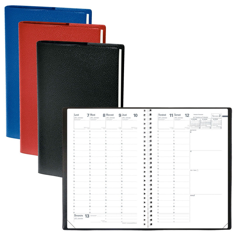 Agenda 2025 QUOVADIS Ministre S spirale 16 x 24 cm - 1 semaine sur 2 pages vertical (COLORIS 