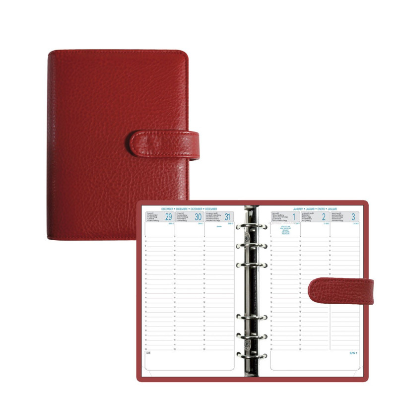 Agenda Semainier Exacompta Exatime 17 Light Baltique - Septembre 2024 à Décembre 2025, 14x19cm, Fermeture Bouton Pression - Couleur Framboise, Avec Recharge