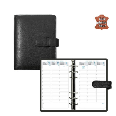 Agenda organiseur EXACOMPTA Exatime 17 Cali vachette pleine fleur noir - 190 x 150 mm