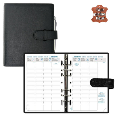 Agenda 2024 organiseur EXACOMPTA Exatime 21 cuir Cali noir - 230x190mm