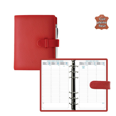 Agenda organiseur EXACOMPTA Exatime 17 Cali vachette pleine fleur rouge - 190 x 150 mm