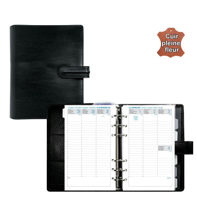 Agenda organiseur EXACOMPTA Exatime 17 cuir Napoli noir - 190 x 150 mm