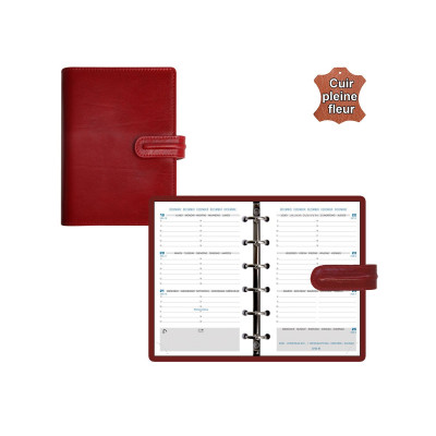 Agenda organiseur EXACOMPTA Exatime 14 cuir Napoli rouge - 140 x 100 mm