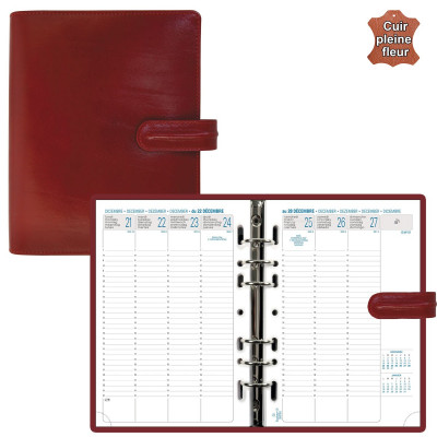 Agenda organiseur EXACOMPTA Exatime 21 cuir Napoli rouge - 230 x 190 mm