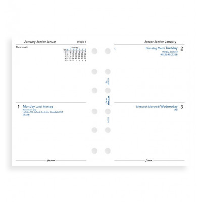 Recharge (VERSION ANGLAISE) agenda FILOFAX organiseur POCKET - 2 jours par page - 81x120mm