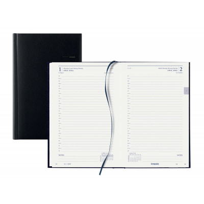 Agenda 2024 BREPOLS format carré 13.3 x 20.8 cm - Règlure travers -  Couverture noire - 1 jour par page