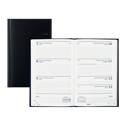 Agenda BREPOLS Saturnus - 13,3x21cm - 1 semaine sur 2 pages couverture noir Lima