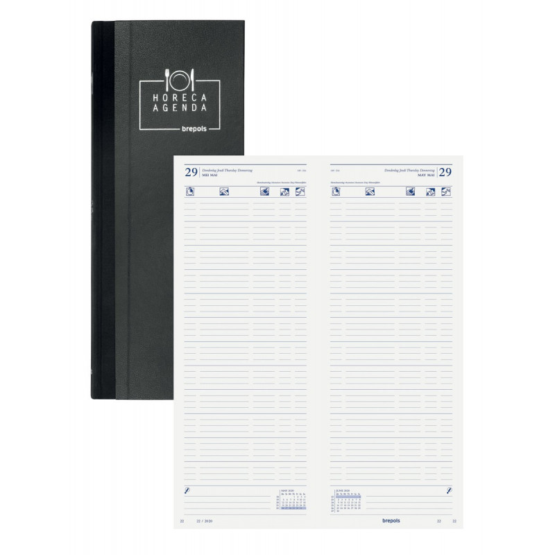 Agenda 2026 BREPOLS Horeca spécial restaurant 12,8x33cm 1 jour sur 2 pages