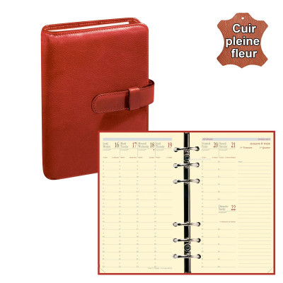 Agenda organiseur QUOVADIS - TIMER 17 Prestige couverture Montebello rouge - 10x17cm