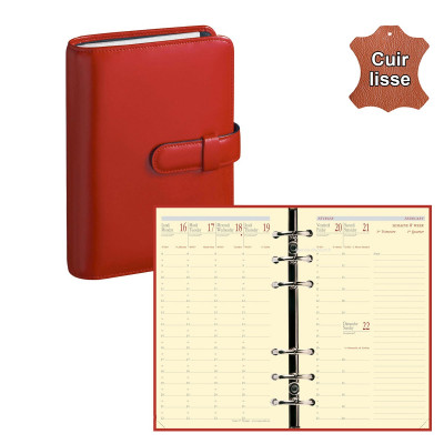 Agenda organiseur QUOVADIS - TIMER 17 Prestige couverture Luna rouge dali - 10x17cm