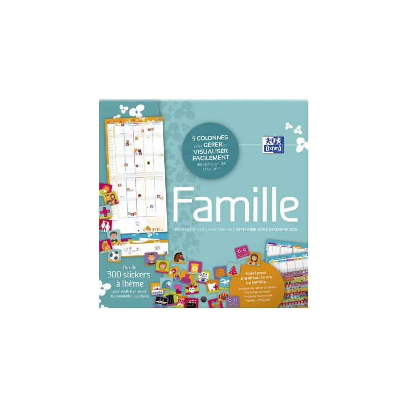 Calendrier Famille OXFORD mensuel - 30x30cm