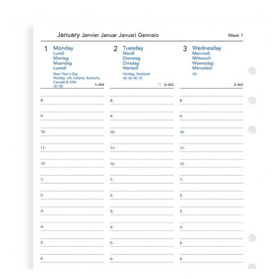 Filofax - Recharge POCKET semaine sur 1 page crème multi-langues 2015 ::  Filofax :: Recharge Agenda