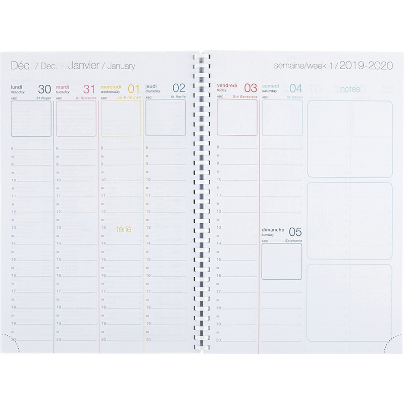 Recharge Agenda 2025 OBERTHUR Féminin 25 16x23,5cm 1 semaine sur 2