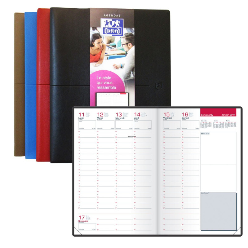 Agenda 2024 OXFORD First 16x24 cm - 1 semaine sur 2 pages - (COULEURS  ALEATOIRES)