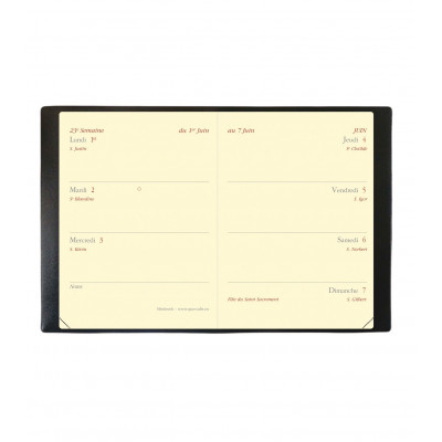 Agenda Spiralé Quo Vadis 2026 - Semainier Notes Prestige - Format 16x24cm - Du Mi-décembre à Décembre - Noir