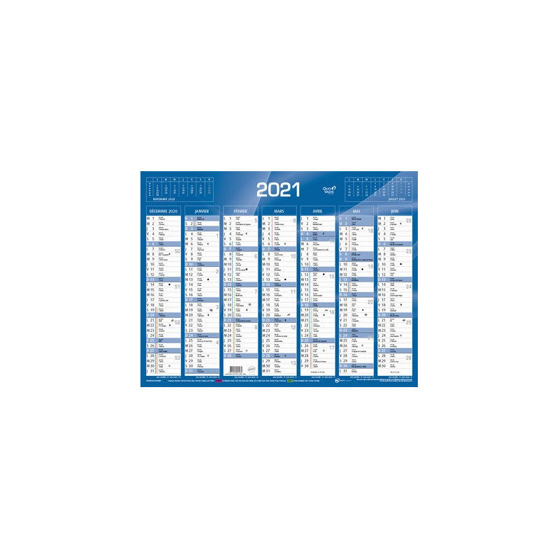 Calendrier De Banque Bleu 43x33 5cm Carton Rigide Agenda Discount