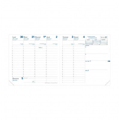 Recharge QUOVADIS Executif SEPT 16x16cm  - 1 semaine sur 2 pages Vertical