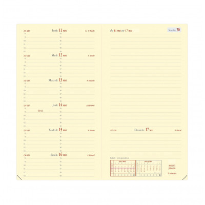 Recharge QUOVADIS Italnote 8,8x17cm  - 1 semaine sur 1 page Horizontal+NOTE