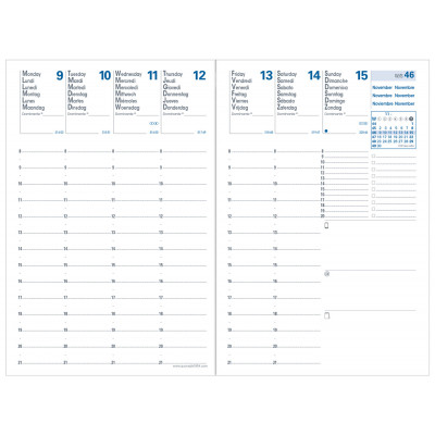 Recharge QUOVADIS UNIVERSITAIRE 10x15cm  - 1 semaine sur 2 pages Vertical